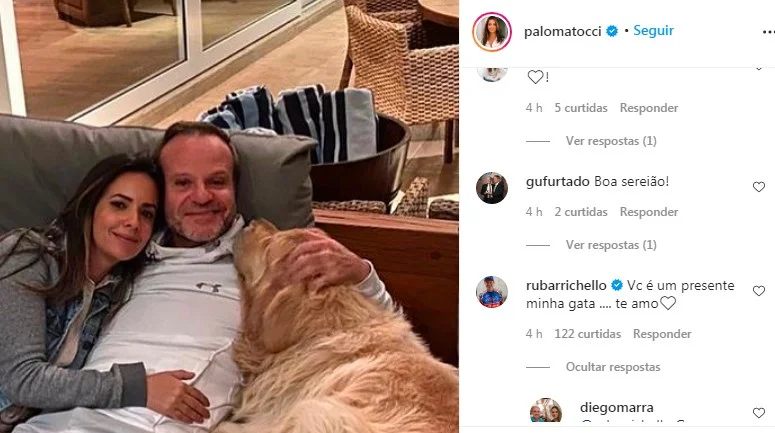 Rubinho retribuiu a declaração de amor no Instagram Rubinho retribuiu a declaração de amor no Instagram