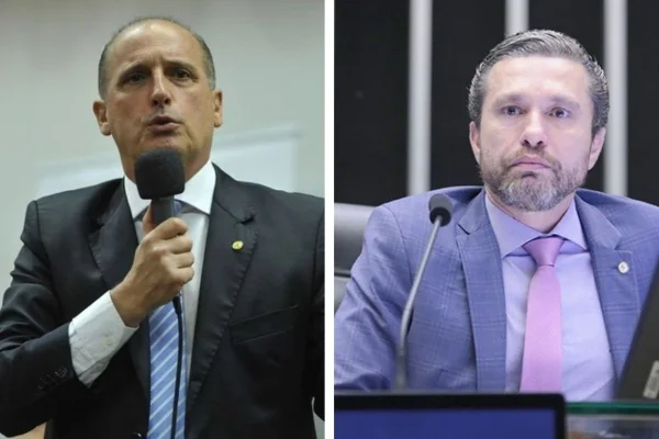 Fotomontagem colorida de Onyx Lorenzoni e Fausto Pinato