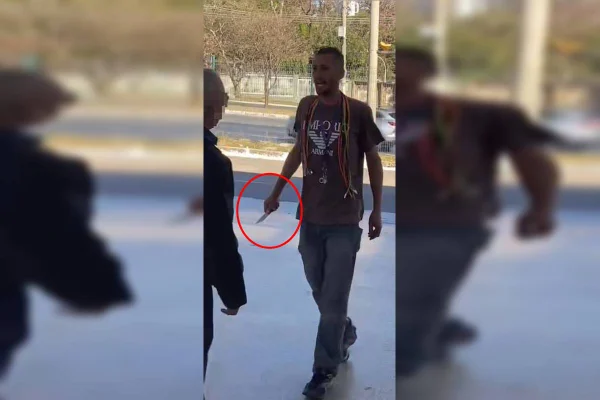 Veja momento em que homem tentou esfaquear vigilante em BRT do Park Way
