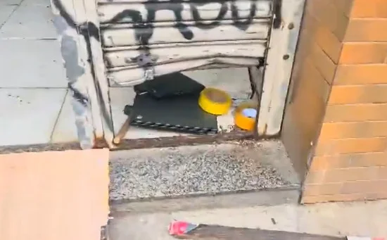 Imagem de porta metálica arrombada; notebooks estão no chão - Metrópoles