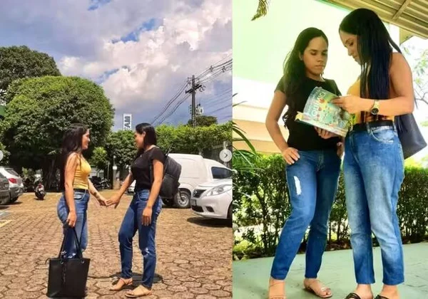Imagem colorida de mãe e filha de mãos dadas - Metrópoles