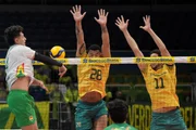 Bloqueio na partida entre Brasil x Bolívia, pelo SUl-Americano de Vôlei Bloqueio na partida entre Brasil x Bolívia, pelo SUl-Americano de Vôlei