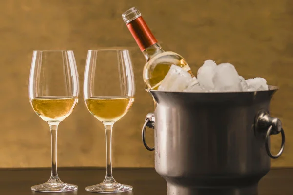 Foto colorida de taças de vinho branco - Metrópoles