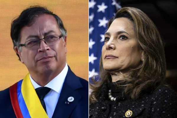 Presidente da Colômbia, Gustavo Petro, e a congressista norte-americana María Elvira Salazar
