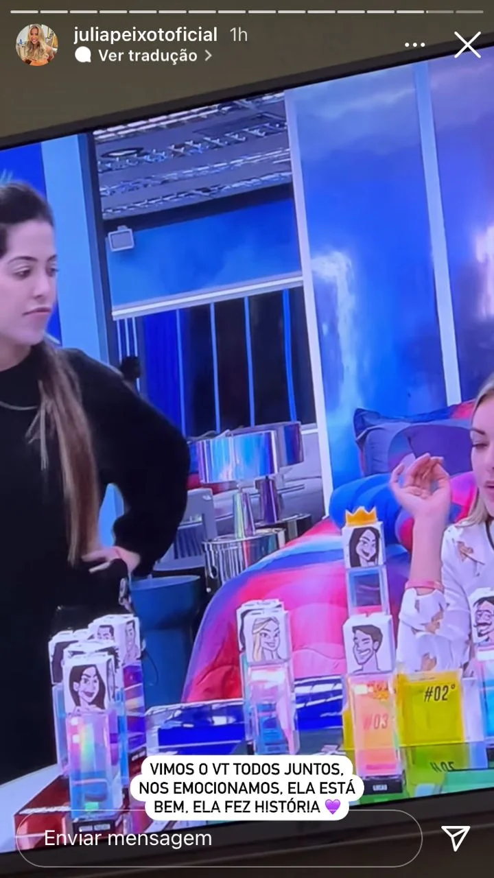 Influenciadora Júlia Peixoto revelou que Maria assistiu ao programa desta terça-feira (15/2) Influenciadora Júlia Peixoto revelou que Maria assistiu ao programa desta terça-feira (15/2)