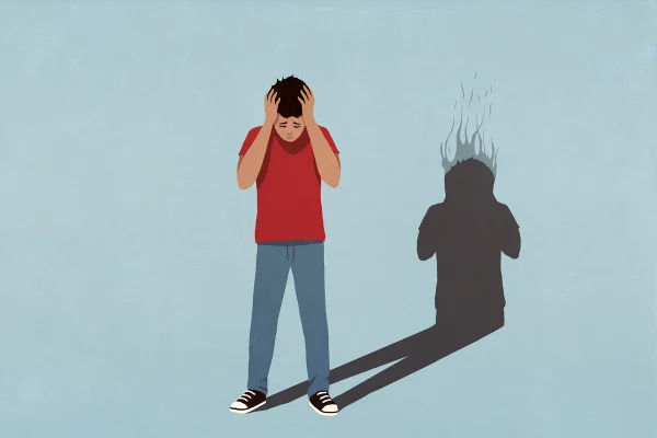 Ilustração colorida mostra menino com transtorno mental - Metrópoles