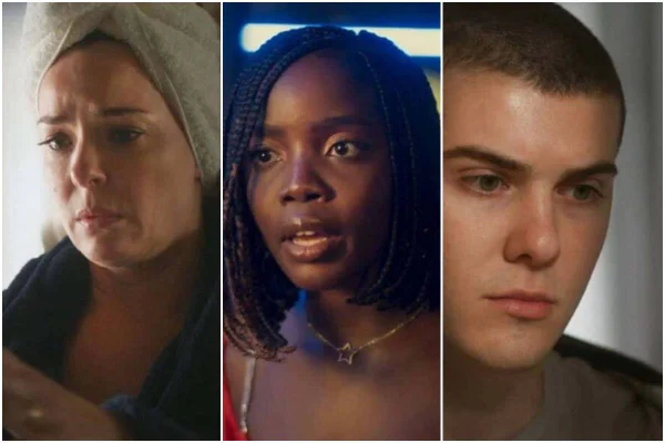 Montagem colorida de Clara (à esquerda), Clara (ao centro) e Rafa (à direita), personagens da novela Vai na Fé - Metrópoles