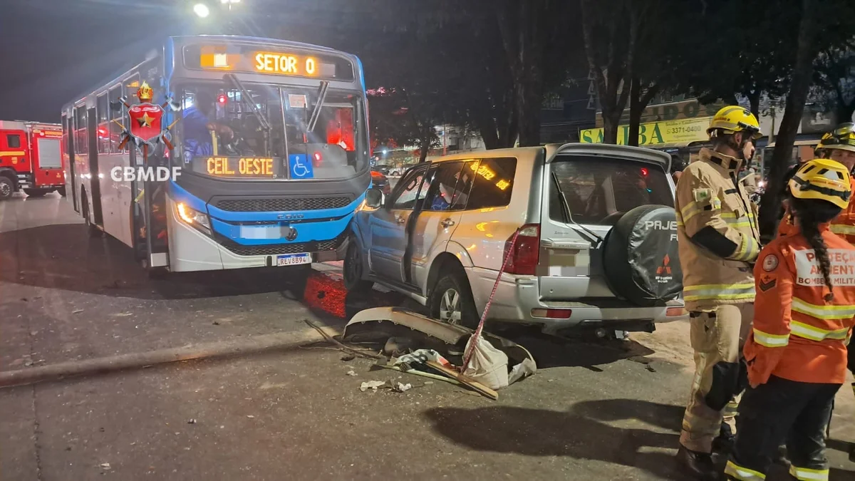Acidente entre carro e dois ônibus na Hélio Prates interdita trânsito na região Acidente entre carro e dois ônibus na Hélio Prates interdita trânsito na região