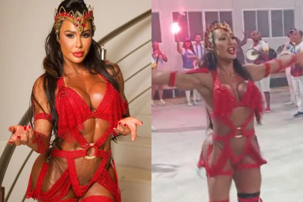 Gracyanne Barbosa se emociona ao voltar aos ensaios da União da Ilha