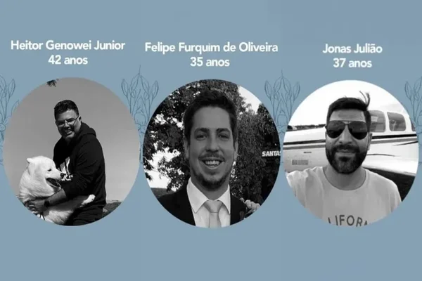 Imagem em preto e branco mostra Vítimas de queda de avião no Paraná - Metrópoles