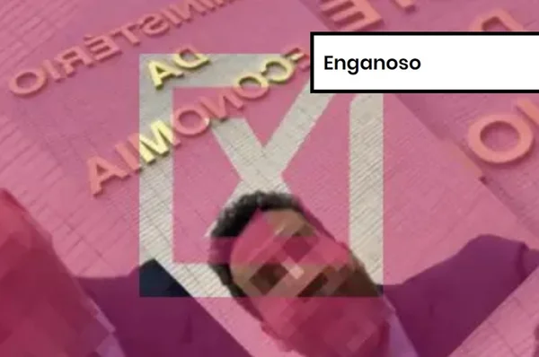 Imagem colorida de postagem enganosa sobre redução de aposentadorias