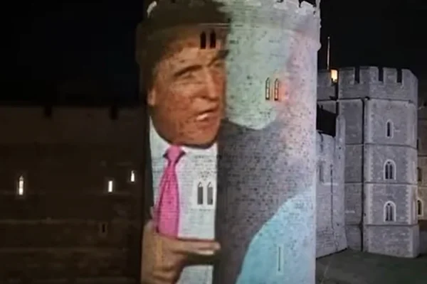 Imagem colorida de imagem projetada no Castelo Windsor