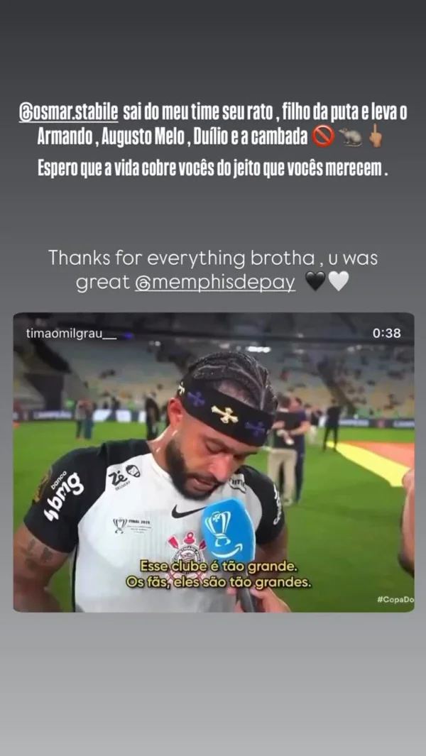 Carlos Prates detona diretoria do Corinthians após saída de Depay - destaque galeria