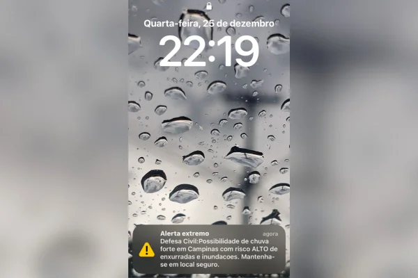 Celulares de Campinas recebem alerta inédito sobre risco de inundação