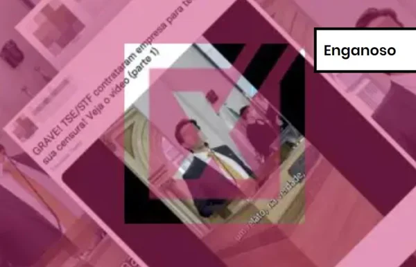Imagem colorida de postagem enganosa sobre TSE