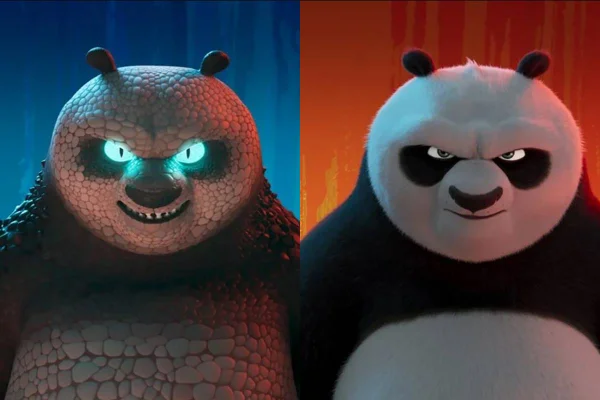 Montagem com foto colorida do filme Kung Fu Panda 4 - Metrópoles