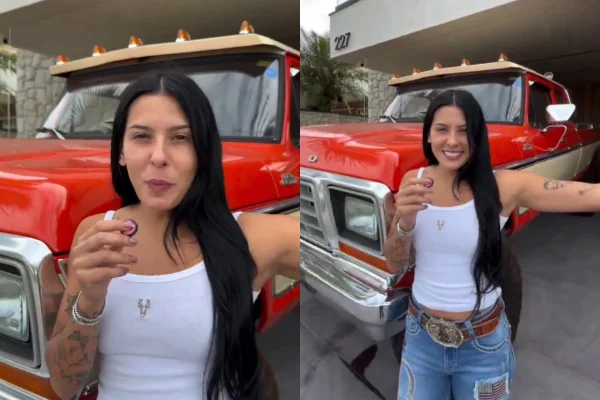 Ana castela e seu carro placa preta - Metrópoles