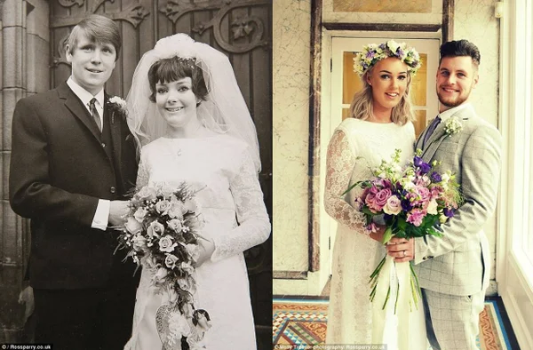 Noiva usa vestido de casamento da avó 50 anos depois