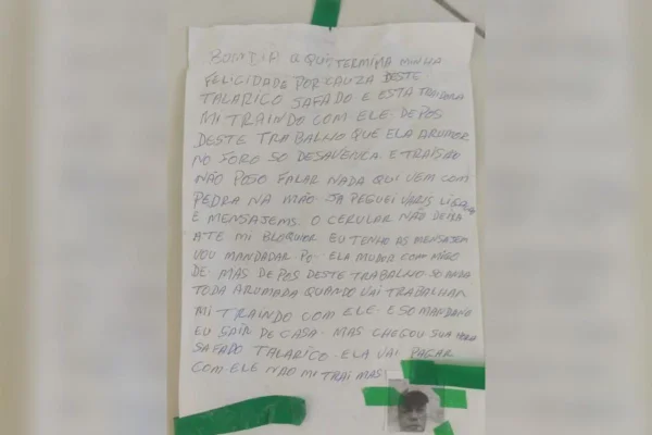 Carta deixada por Valdik Paiva Barreto