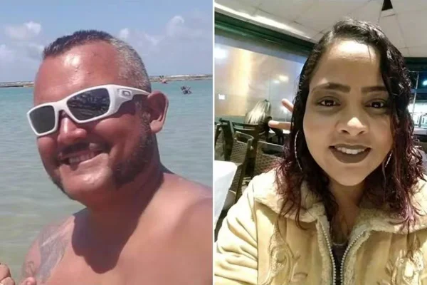 Imagem colorida mostra montagem com fotos de um homem e uma mulher; casal morreu dentro de casa no interior - Metrópoles