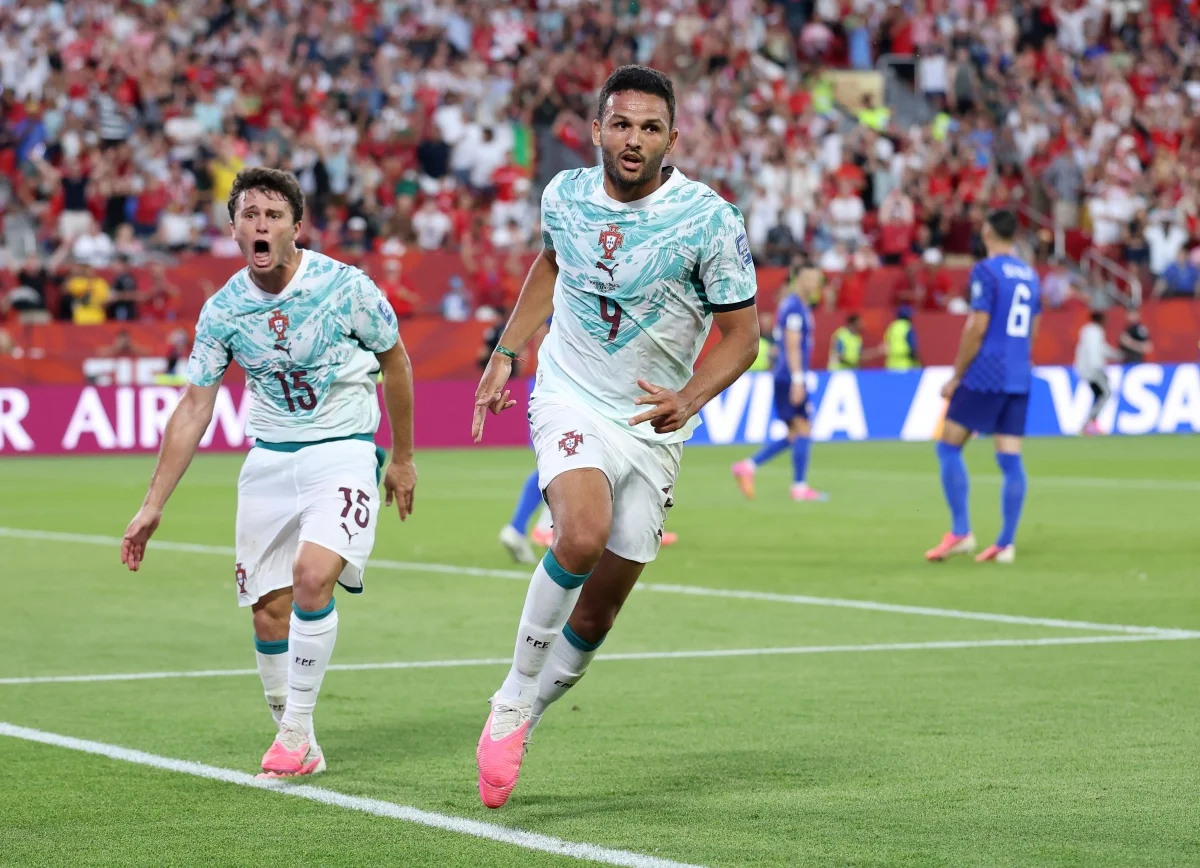 Gonçalo Ramos comemora gol de Portugal sobre a Croácia Gonçalo Ramos comemora gol de Portugal sobre a Croácia