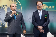 Governador Ibaneis Rocha (MDB) e o agora ex-secretário de Economia do DF Ney Ferraz Júnior