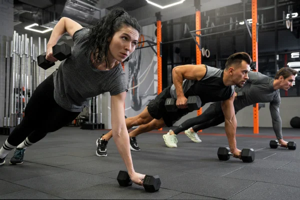 Foto colorida de pessoas em meio a esxercício de cárdio numa academia de musculação - Metrópoles.