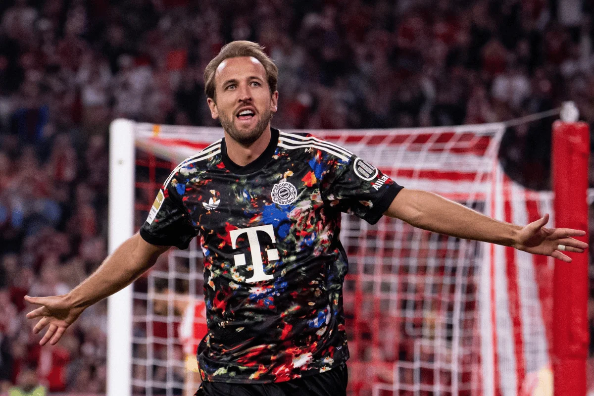 Harry Kane comemora gol pelo Bayern de Munique Harry Kane comemora gol pelo Bayern de Munique