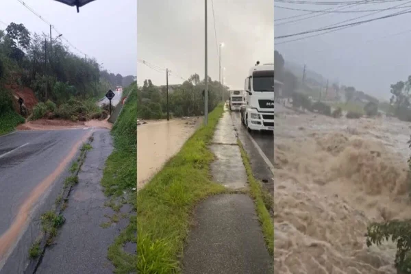 Imagem colorida de rodovias interditadas em SC - Metrópoles