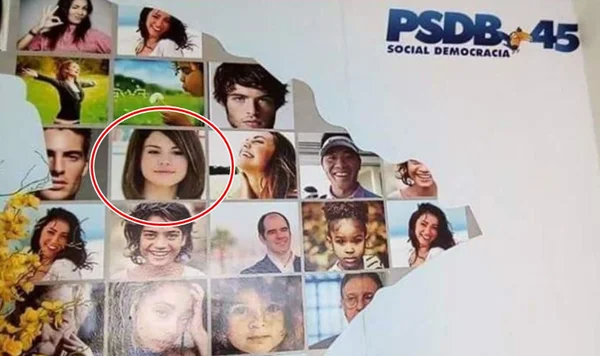 Selena Gomez é brasileira em banner do PSDB em Sergipe