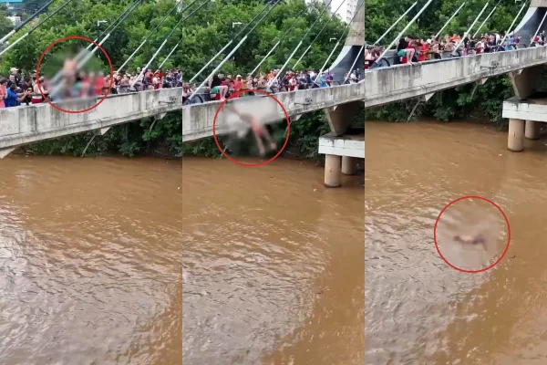 Vídeo: homem pula de ponte estaiada no Rio Piracicaba e desaparece