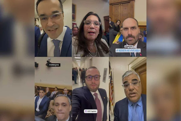 são seis prints de selfies dos instagram de deltan dallagnol, bia kicis, eduardo bolsonaro, gustavo gayer, filipe barros e eduardo girão