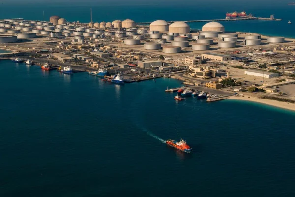 Imagem do porto da Aramco Saudi em Ras Tanura, na Arábia Saudita