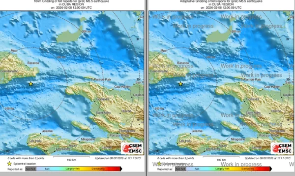 Mapa de terremoto de magnitude 5,5 atinge Cuba - Metrópoles