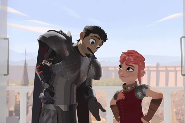 Ballister Boldheart (vivido por Riz Ahmed) e Nimona (dublado por Chloë Grace Moretz)