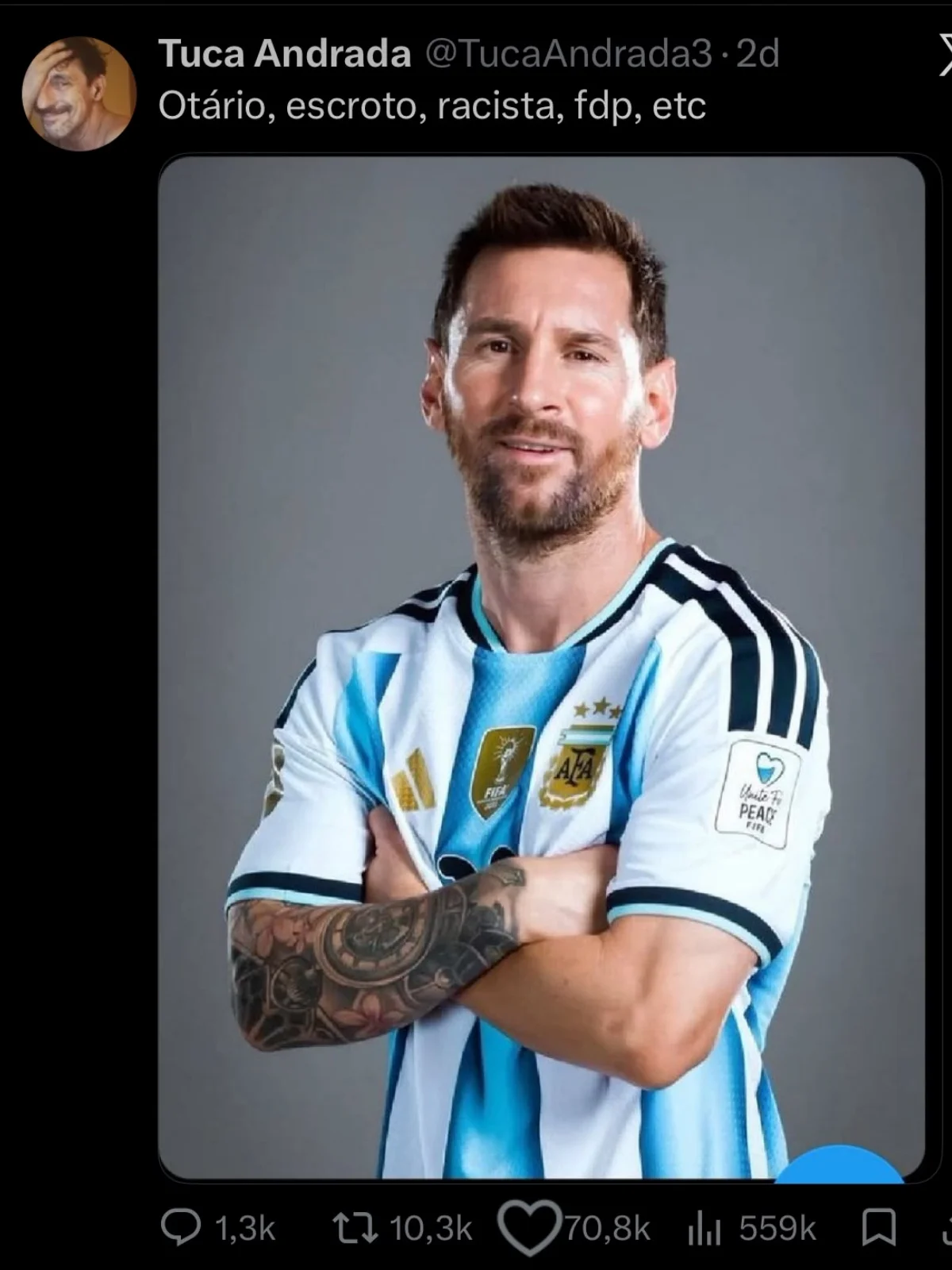 Tuca Andrada criticou Messi. Tuca Andrada criticou Messi.