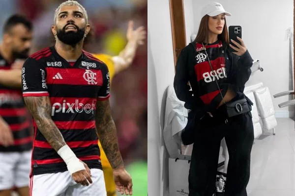 Montagem com fotos de Gabigol e Thaisa Carvalho - Metrópoles