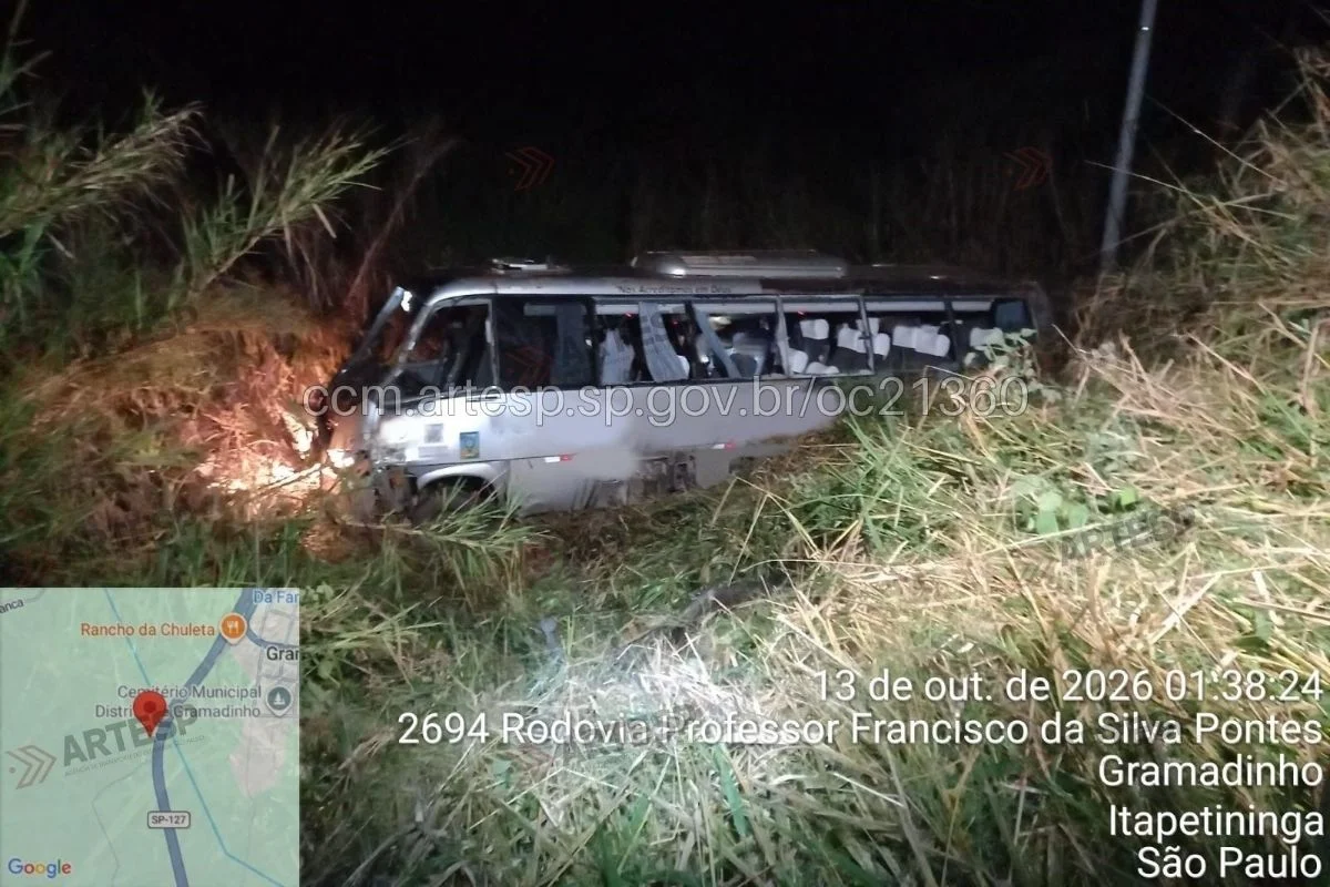 Micro-ônibus é fechado por caminhão, cai em ribanceira e deixa 3 mortos - imagem 1 Micro-ônibus é fechado por caminhão, cai em ribanceira e deixa 3 mortos - imagem 1