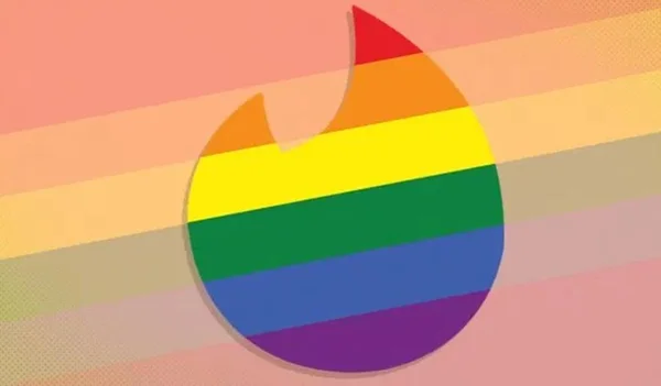 Tinder com s cores da bandeira gay