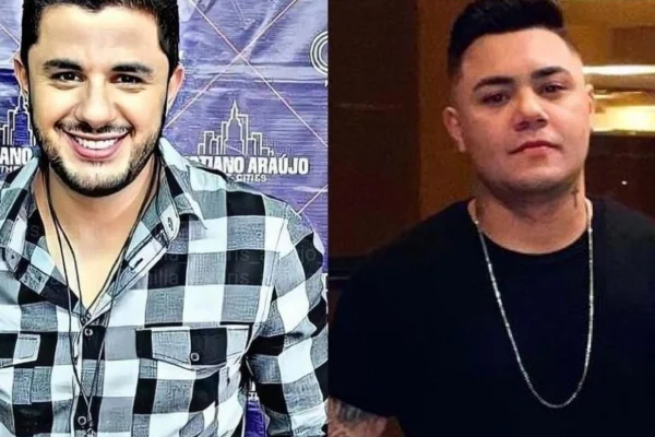 Registro raro dos filhos de Cristiano Araújo, Bernardo e João Gabriel ao lado do tio, Felipe Araújo, e do avô chamou atenção dos fãs - Metrópoles