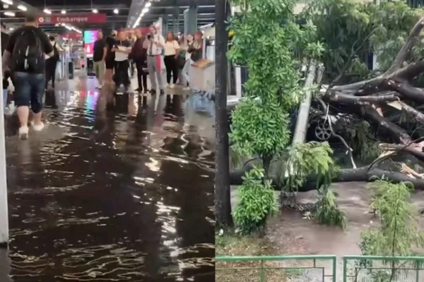 Prints de vídeos que mostram estragos das chuvas na zona leste de São Paulo. - Metrópoles