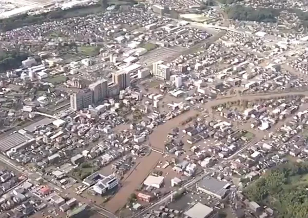 Imagem mostra cidade no Japão inundada após passagem de tufão