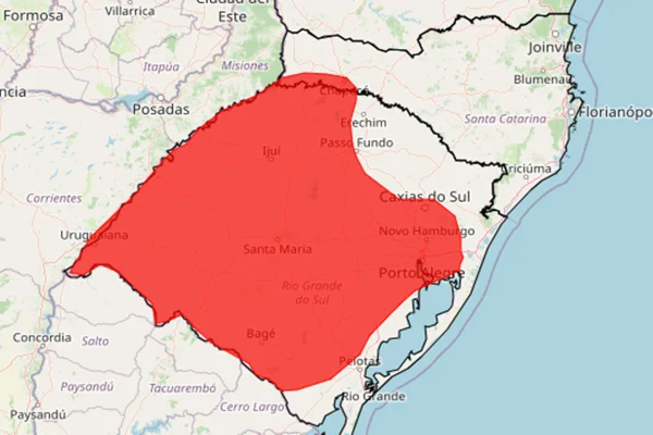 Imagem colorida de mapa de calor do RS - Metrópoles