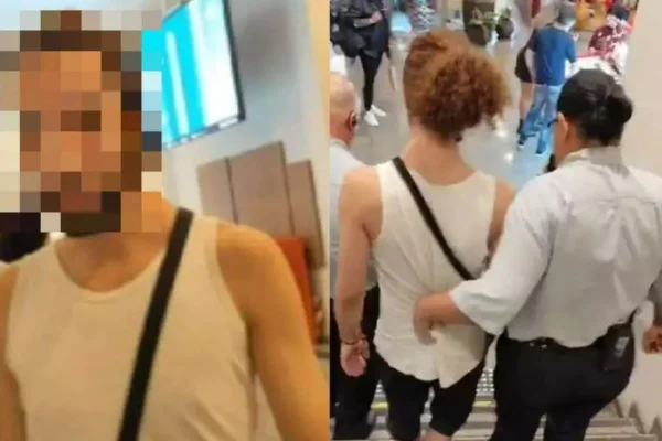 Imagem colorida mostra ativista acusado de assediar garoto de 13 anos em banheiro de shopping de Santos, no litoral de São Paulo - Metrópoles