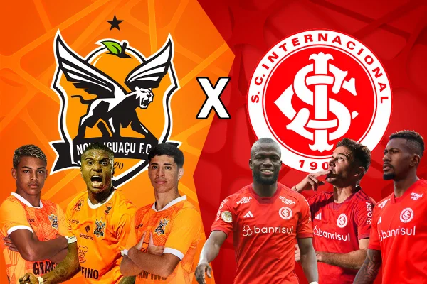 Arte de jogadores do Nova Iguaçu e Internacional - Metrópoles