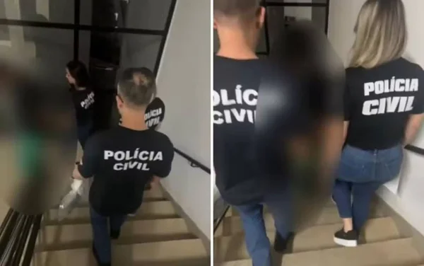 imagem colorida homem preso em flagrante ao prestar depoimento por outro crime