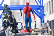 GLASGOW, UNITED KINGDOM - AUGUST 3: (UK OUT) Tom Holland is seen on the set of 'Spider-Man: Brand New Day' on August 3, 2025 in Glasgow, Scotland. (Photo by MEGA/GC Images)