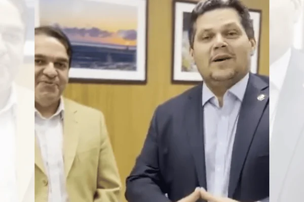 O superintendente afastado do Dnit/AP, Marcello Linhares (esq) e o presidente do Senado, Davi Alcolumbre (dir)