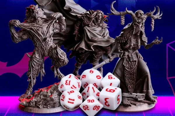 Miniaturas e dados de RPG