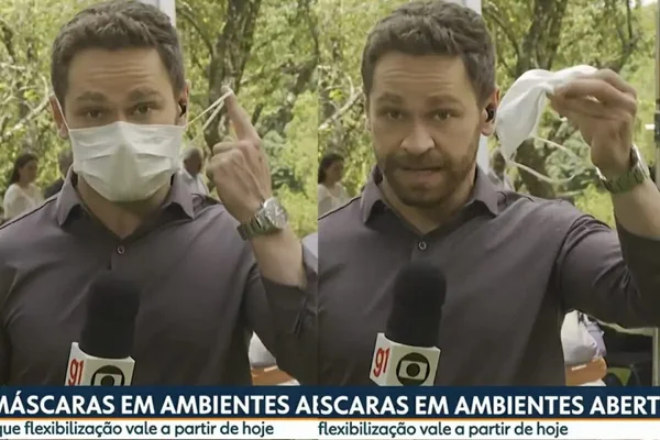Repórter retira a máscara ao vivo após flexibilização em São Paulo
